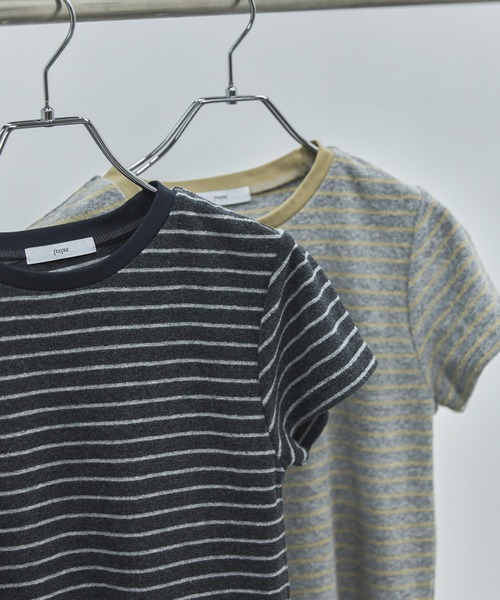 feepur(フェピュール)の「パイルボーダーTee(Tシャツ/カットソー・レディース・チャコールグレー/グレー・MEDIUM)」の9枚目の写真