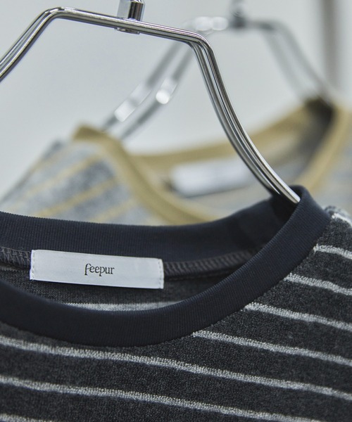 feepur(フェピュール)の「パイルボーダーTee(Tシャツ/カットソー・レディース・チャコールグレー/グレー・MEDIUM)」の7枚目の写真