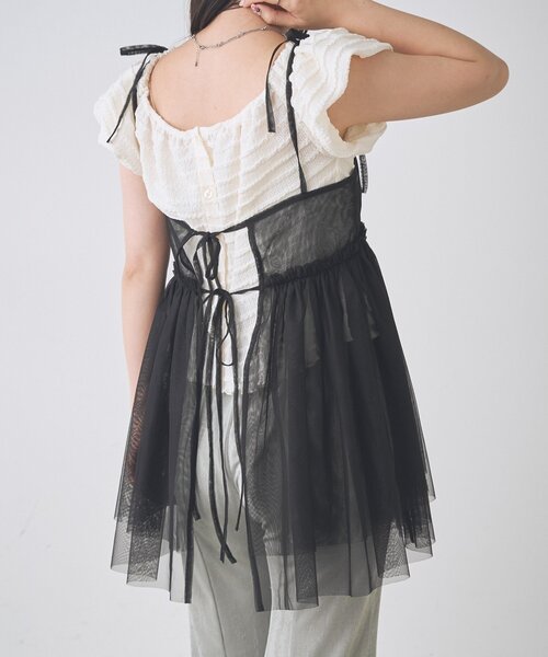 Kastane（カスタネ）の「【一部店舗限定】B チュールリボンチュニック（チュニック・レディース・ブラック/グレー/アイボリー・FREE）」の3枚目の写真