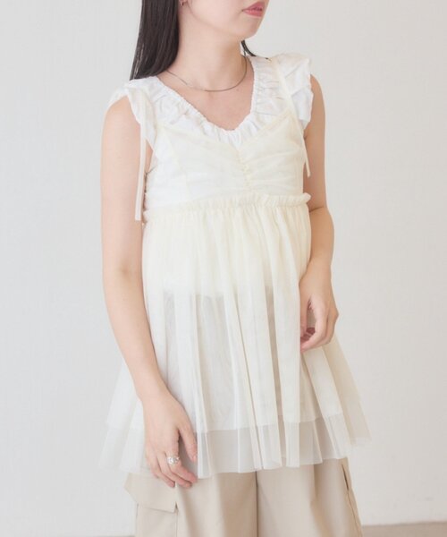 Kastane（カスタネ）の「【一部店舗限定】B チュールリボンチュニック（チュニック・レディース・ブラック/グレー/アイボリー・FREE）」の9枚目の写真