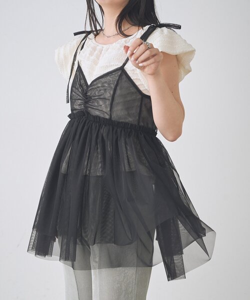Kastane（カスタネ）の「【一部店舗限定】B チュールリボンチュニック（チュニック・レディース・ブラック/グレー/アイボリー・FREE）」の15枚目の写真