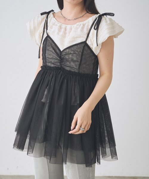 Kastane（カスタネ）の「【一部店舗限定】B チュールリボンチュニック（チュニック・レディース・ブラック/グレー/アイボリー・FREE）」の16枚目の写真
