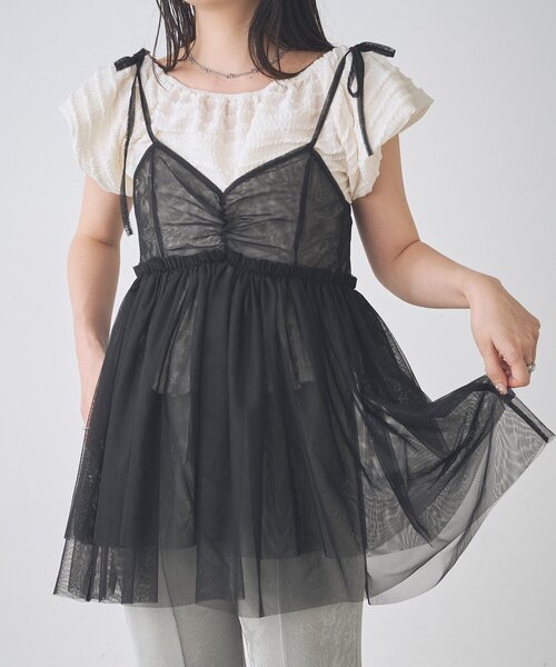 Kastane（カスタネ）の「【一部店舗限定】B チュールリボンチュニック（チュニック・レディース・ブラック/グレー/アイボリー・FREE）」の17枚目の写真