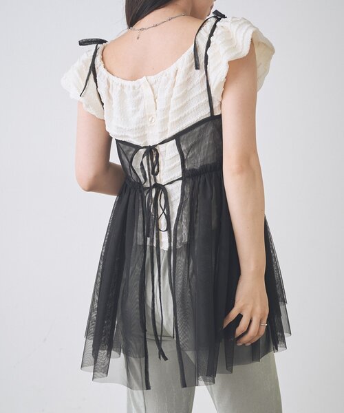 Kastane（カスタネ）の「【一部店舗限定】B チュールリボンチュニック（チュニック・レディース・ブラック/グレー/アイボリー・FREE）」の18枚目の写真