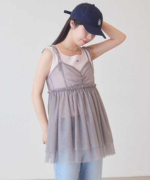 Kastane（カスタネ）の「【一部店舗限定】B チュールリボンチュニック（チュニック・レディース・ブラック/グレー/アイボリー・FREE）」の5枚目の写真