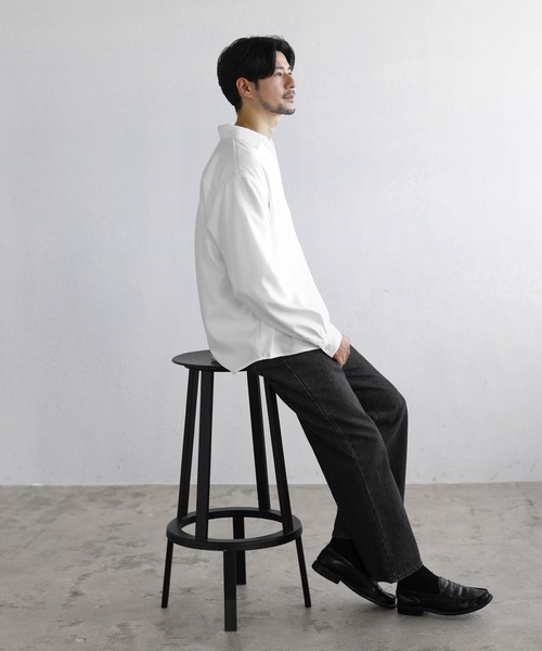 SPU(スプ)の「【防シワ】キーネック長袖プルオーバーシャツ(シャツ/ブラウス・メンズ・グレー/ホワイト/ブラック/ネイビー/チャコール・S/XL/M/L)」の13枚目の写真