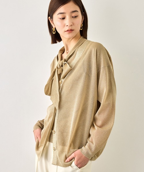 ROPE'(ロペ)の「シアーラメVネックニットカーディガン/イージーケア(カーディガン/ボレロ・レディース・ベージュ/チャコールグレー・FREE)」の21枚目の写真