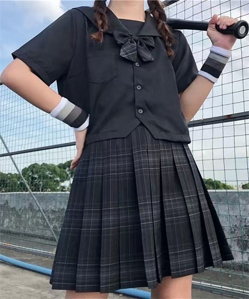 FREE STYLISTS(フリー スタイリスト)の「チェック柄 プリーツミニスカート(スカート・レディース・ピンク/チャコールグレー/ネイビー・L/XS/M/S/2XL/XL)」の1枚目の写真