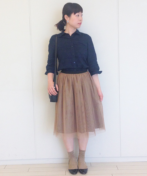 IEDIT（イディット）の「【スカート丈が選べる】ミルブロウズ　透け感のニュアンスを楽しむストライプ×チュールのリバーシブルスカート　 　（スカート・レディース・ベージュ系その他/グレー系その他/ネイビー・MEDIUM/NS/LARGE/SMALL/XX-LARGE/X-LARGE/NM）」の20枚目の写真