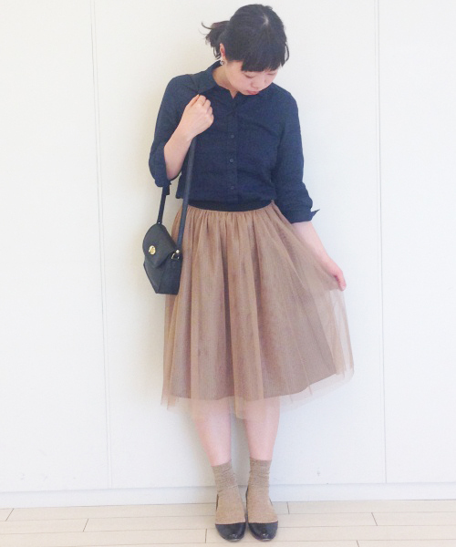 IEDIT（イディット）の「【スカート丈が選べる】ミルブロウズ　透け感のニュアンスを楽しむストライプ×チュールのリバーシブルスカート　 　（スカート・レディース・ベージュ系その他/グレー系その他/ネイビー・MEDIUM/NS/LARGE/SMALL/XX-LARGE/X-LARGE/NM）」の21枚目の写真