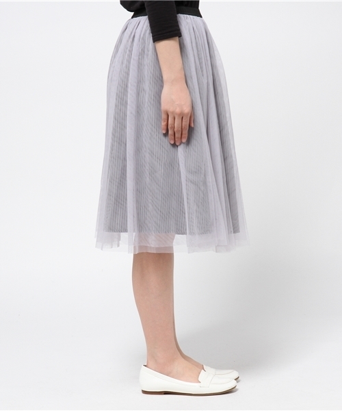 IEDIT（イディット）の「【スカート丈が選べる】ミルブロウズ　透け感のニュアンスを楽しむストライプ×チュールのリバーシブルスカート　 　（スカート・レディース・ベージュ系その他/グレー系その他/ネイビー・MEDIUM/NS/LARGE/SMALL/XX-LARGE/X-LARGE/NM）」の14枚目の写真