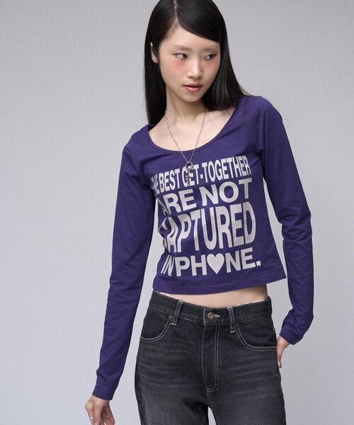 WHO'S WHO gallery(フーズフーギャラリー)の「【WEB限定】メッセージL/Sトップス(Tシャツ/カットソー・レディース・ブラック/ミント/オフホワイト/パープル/ブラウン・FREE)」の21枚目の写真