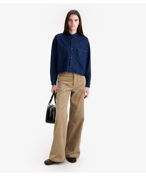 A.P.C.(アーペーセー)の「Sophia ロゴ入りボタンダウンシャツ(シャツ/ブラウス・レディース・ネイビー・34/36/38)」の1枚目の写真