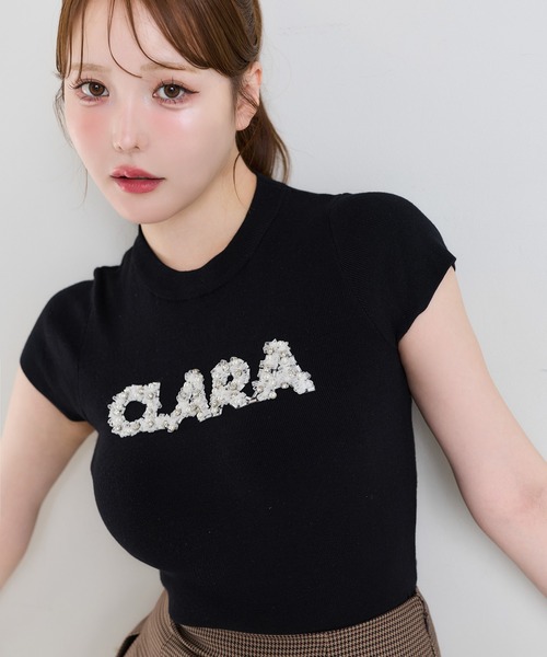one after another NICE CLAUP(ワンアフターアナザーナイスクラップ)の「ビジューロゴニット(ニット/セーター・レディース・アイボリー/ベージュ/ピンク/ブラック・FREE)」の2枚目の写真