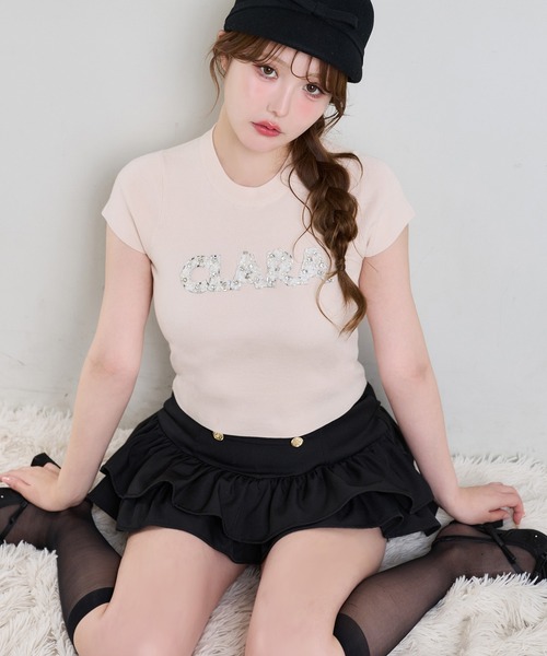 one after another NICE CLAUP(ワンアフターアナザーナイスクラップ)の「ビジューロゴニット(ニット/セーター・レディース・アイボリー/ベージュ/ピンク/ブラック・FREE)」の16枚目の写真