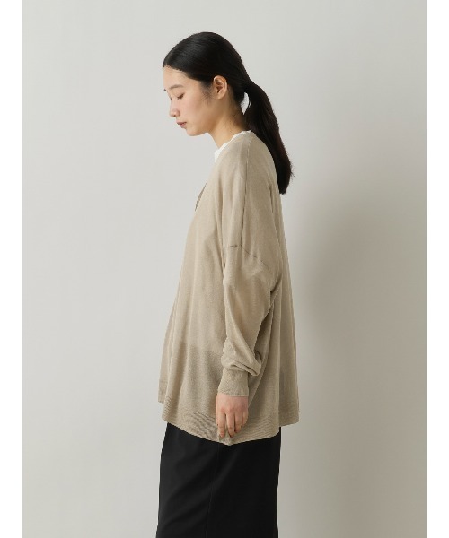 MidiUmi（ミディウミ）の「MidiUmi シアーニットプルオーバー（ニット/セーター・レディース・オレンジ/チャコールグレー/ベージュ・FREE）」の5枚目の写真