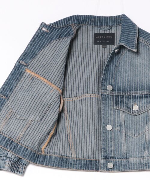 ALLSAINTS(オールセインツ)の「LUCA STRIPED CROPPED JACKET | LUCA ストライプ クロップド ジャケット(デニムジャケット・レディース・ブルー系その他・8/4/6)」の9枚目の写真