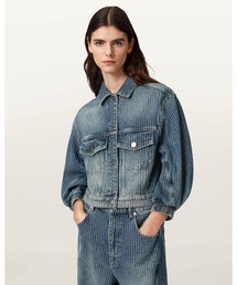 ALLSAINTS（オールセインツ）の「LUCA STRIPED CROPPED JACKET | LUCA ストライプ クロップド ジャケット（デニムジャケット）」