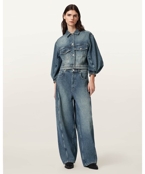 ALLSAINTS(オールセインツ)の「LUCA STRIPED CROPPED JACKET | LUCA ストライプ クロップド ジャケット(デニムジャケット・レディース・ブルー系その他・8/4/6)」の2枚目の写真