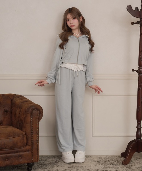 apres jour（アプレジュール）の「【セット着用可能】レースレイヤード風スウェットパンツ（スウェットパンツ・レディース・ピンク/グレー/ブラック/ライトブルー・X-LARGE/フリー）」の18枚目の写真