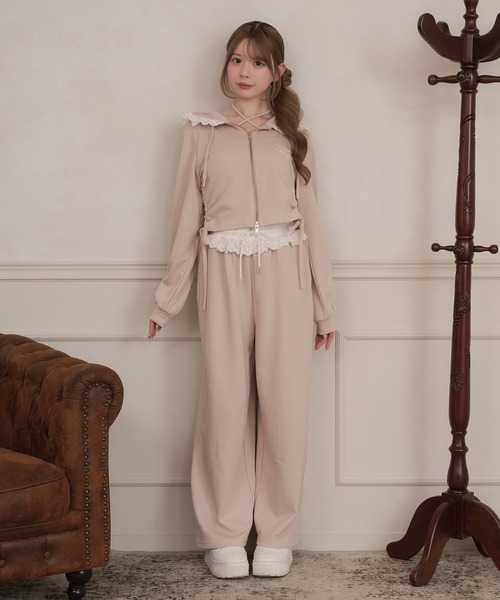 apres jour（アプレジュール）の「【セット着用可能】レースレイヤード風スウェットパンツ（スウェットパンツ・レディース・ピンク/グレー/ブラック/ライトブルー・X-LARGE/フリー）」の22枚目の写真