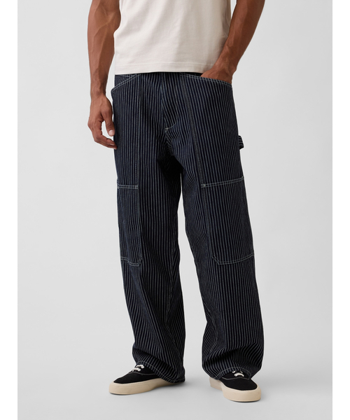 GAP(ギャップ)の「スーパーバギー ストライプ カーペンターデニム(デニムパンツ・メンズ・ダークインディゴブルー・28W 30L/29W 30L/30W 30L/31W 30L/31W 32L/32W 30L/32W 32L/33W 32L/34W 32L/36W 32L)」の2枚目の写真