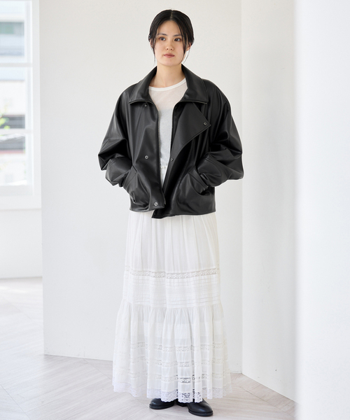 IENA（イエナ）の「VACHEMENT/ヴァシュモン ECO LEATHER BZ ブルゾン VN-13A-409（ライダースジャケット・レディース・ブラック・FREE）」の8枚目の写真