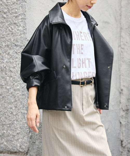 IENA（イエナ）の「VACHEMENT/ヴァシュモン ECO LEATHER BZ ブルゾン VN-13A-409（ライダースジャケット・レディース・ブラック・FREE）」の12枚目の写真