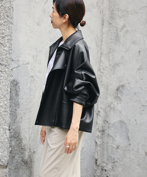 IENA（イエナ）の「VACHEMENT/ヴァシュモン ECO LEATHER BZ ブルゾン VN-13A-409（ライダースジャケット・レディース・ブラック・FREE）」の13枚目の写真