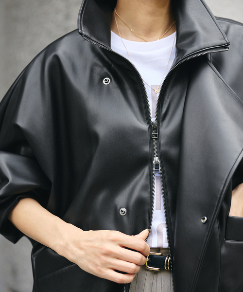 IENA（イエナ）の「VACHEMENT/ヴァシュモン ECO LEATHER BZ ブルゾン VN-13A-409（ライダースジャケット・レディース・ブラック・FREE）」の17枚目の写真