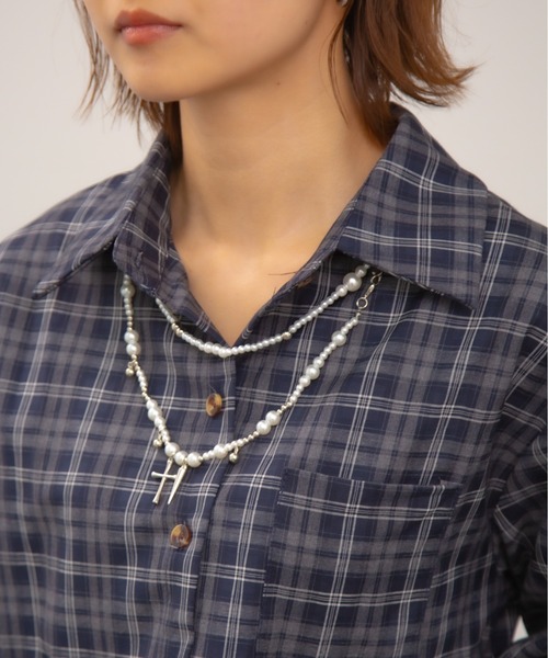 Chiina(チーナ)の「【Chiina】チェック柄プリーツミニシャツワンピース(Tシャツ/カットソー・レディース・イエロー/レッド/ネイビー・FREE)」の9枚目の写真