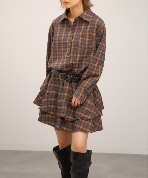 Chiina(チーナ)の「【Chiina】チェック柄プリーツミニシャツワンピース(Tシャツ/カットソー・レディース・イエロー/レッド/ネイビー・FREE)」の17枚目の写真