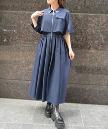 axes femme（アクシーズファム）の「ジップ×異素材ワンピース（ワンピース）」
