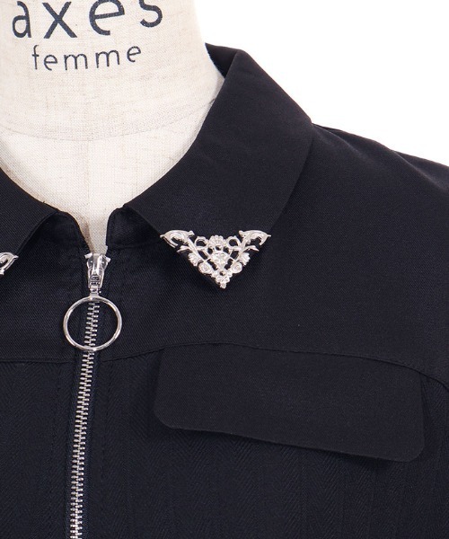 axes femme(アクシーズファム)の「ジップ×異素材ワンピース(ワンピース・レディース・ネイビー/ブラック・FREE)」の18枚目の写真