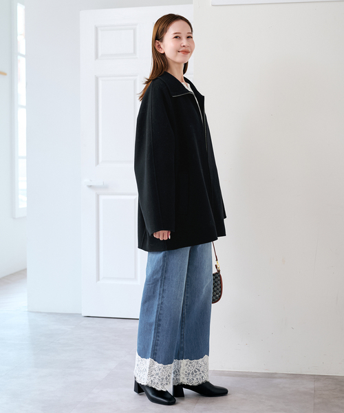 U by SPICK&SPAN(ユーバイスピックアンドスパン)の「パイルメルトンジップコート(その他アウター・レディース・ブラック/ベージュ・FREE)」の15枚目の写真