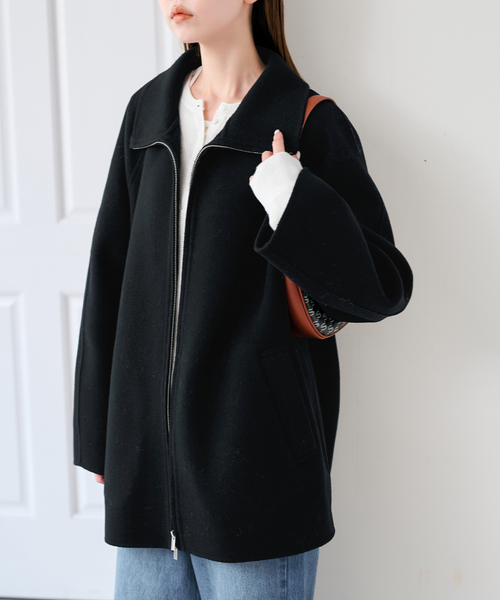 U by SPICK&SPAN(ユーバイスピックアンドスパン)の「パイルメルトンジップコート(その他アウター・レディース・ブラック/ベージュ・FREE)」の19枚目の写真