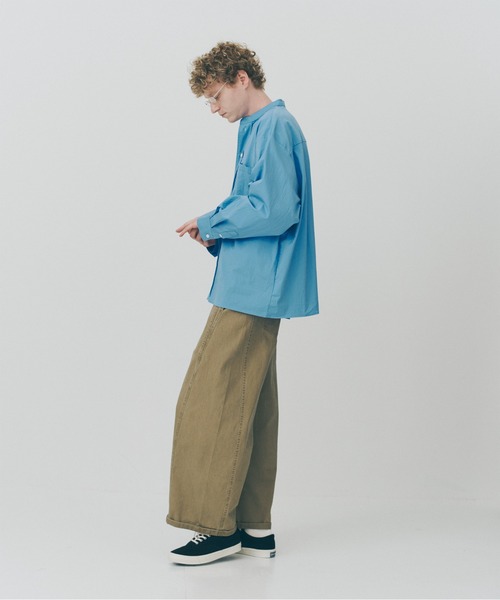 MAISON CLUB(メゾンクラブ)の「【MAISON CLUB】High Density Band Collar Over Shirt / ハイデンシティバンドカラーオーバーシャツ SNF(シャツ/ブラウス・メンズ・サックスブルー・M/L)」の7枚目の写真
