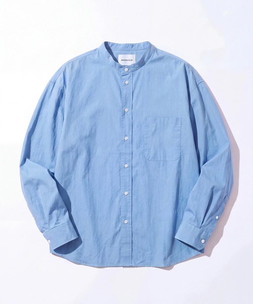 MAISON CLUB(メゾンクラブ)の「【MAISON CLUB】High Density Band Collar Over Shirt / ハイデンシティバンドカラーオーバーシャツ SNF(シャツ/ブラウス・メンズ・サックスブルー・M/L)」の16枚目の写真