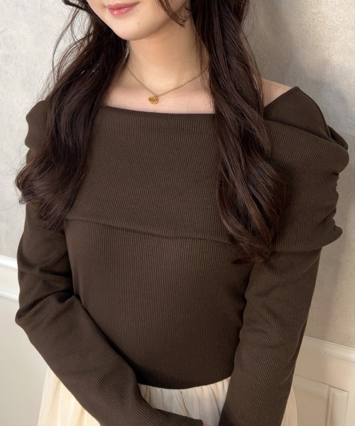 junoah(ジュノア)の「オフショル風チュールドッキングワンピース(ワンピース・レディース・ブラウン/ブラック/ダークブラウン・LARGE/MEDIUM/SMALL)」の12枚目の写真