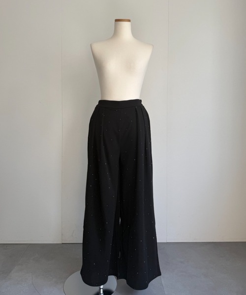 ap retro(アプレトロ)の「2タック とろみジョーゼットワイドパンツ(スラックス・レディース・ネイビー/ブラック/ブラウン/ブラック系その他・MEDIUM/LARGE)」の8枚目の写真