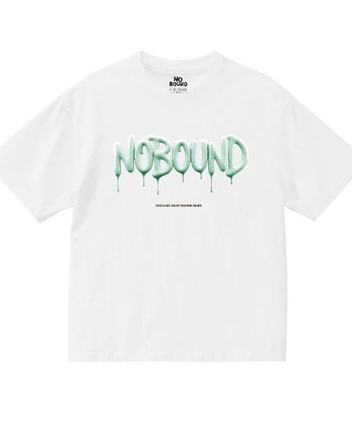 NOBOUND(ノーバウンド)の「NOBOUND(ノーバウンド) 半袖Tシャツ レディース ユニセックス メルティングロゴ プリント ビッグシルエット Tシャツ 半袖 トップス カットソー ストリート カジュアル(Tシャツ/カットソー・レディース・ホワイト/ブラック/パープル/ネイビー・S)」の2枚目の写真