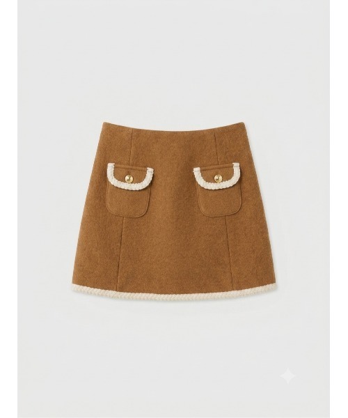 EIMY ISTOIRE(エイミーイストワール)の「EM GOLD BUTTON WOOL MINI SKIRT(スカート・レディース・グレー/キャメル/ブラック/アイボリー・38/36/34)」の4枚目の写真