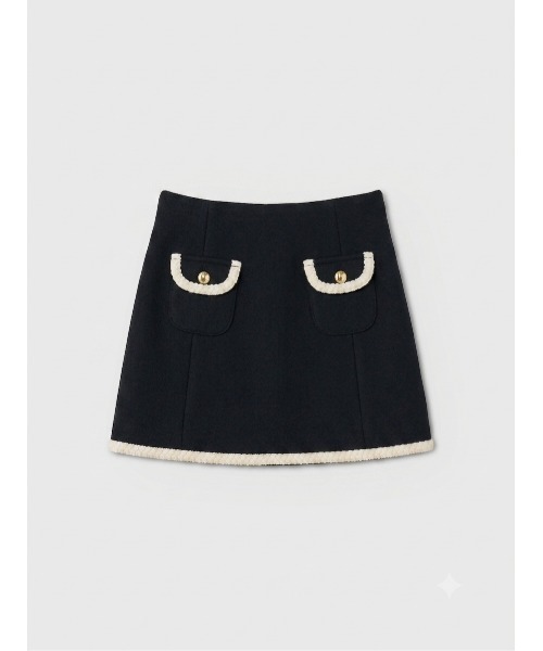 EIMY ISTOIRE(エイミーイストワール)の「EM GOLD BUTTON WOOL MINI SKIRT(スカート・レディース・グレー/キャメル/ブラック/アイボリー・38/36/34)」の2枚目の写真