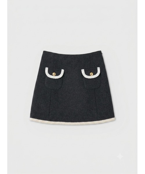 EIMY ISTOIRE(エイミーイストワール)の「EM GOLD BUTTON WOOL MINI SKIRT(スカート・レディース・グレー/キャメル/ブラック/アイボリー・38/36/34)」の10枚目の写真