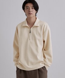 ブラッシュポンチハーフジップカットソー