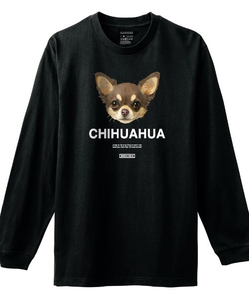 Moftique(モフティック)の「Moftique(モフティック) 長袖Tシャツ チワワ 犬 ドッグ ペット アニマル プリント 袖リブ ロンT トップス レディース(Tシャツ/カットソー・レディース・ホワイト/ブラック・S/XS)」の1枚目の写真