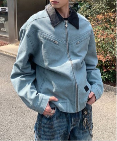 DOUBLE STEAL(ダブルスティール)の「DS配色カラーワークジャケット(その他アウター・メンズ・ブラウン/ブルー・MEDIUM/X-LARGE/LARGE)」の2枚目の写真