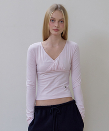 Wrap V-neck Long Sleeve [Pink]