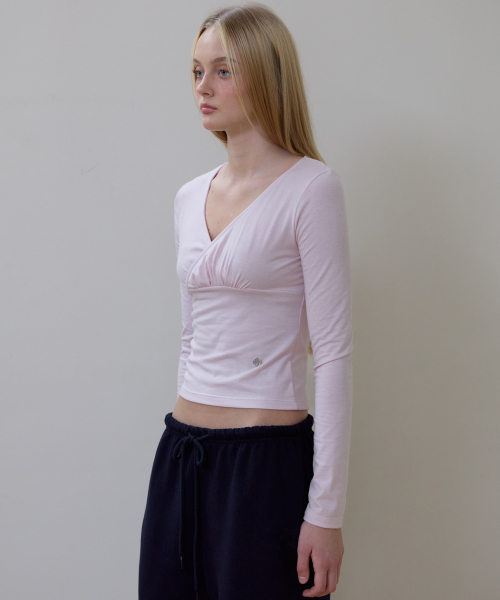 ROSEFRANTZ（ロゼフランツ）の「Wrap V-neck Long Sleeve [Pink]（Tシャツ/カットソー・レディース・PINK・OS）」の4枚目の写真
