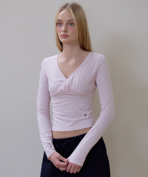 ROSEFRANTZ（ロゼフランツ）の「Wrap V-neck Long Sleeve [Pink]（Tシャツ/カットソー・レディース・PINK・OS）」の6枚目の写真